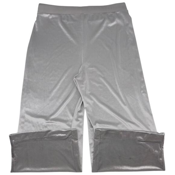 White House Black Market Pants Womens Large Short Gray Wide Leg Velvet Relaxed - Picture 8 of 12